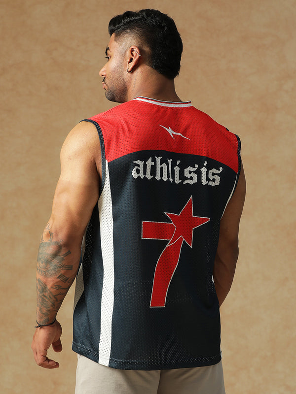 Power Mesh Jersey Tank Navy