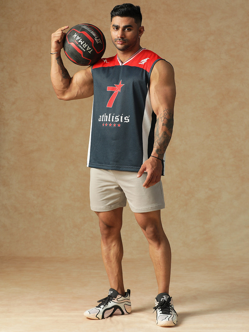 Power Mesh Jersey Tank Navy