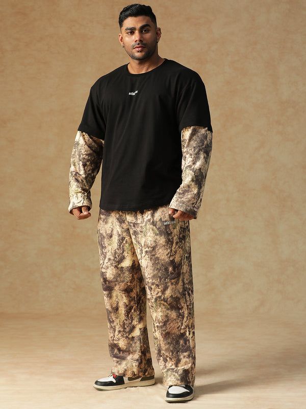 Camo Fusion Layered T-shirt Beige