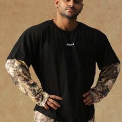 Camo Fusion Layered T-shirt Beige