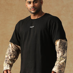 Camo Fusion Layered T-shirt Beige