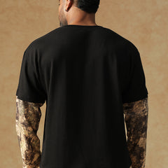 Camo Fusion Layered T-shirt Beige
