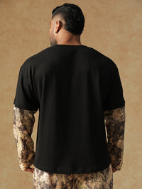 Camo Fusion Layered T-shirt Beige