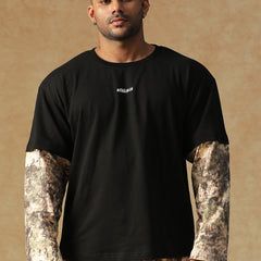 Camo Fusion Layered T-shirt Beige