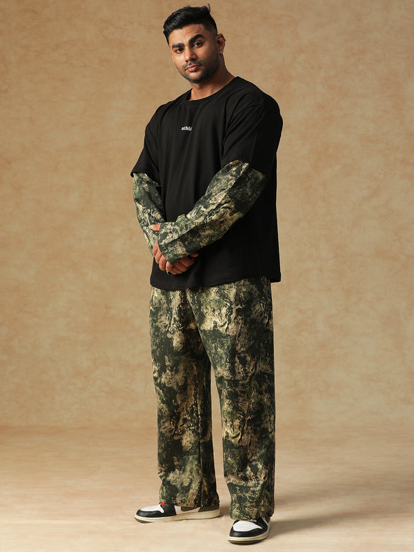 Camo Fusion Layered T-shirt Green