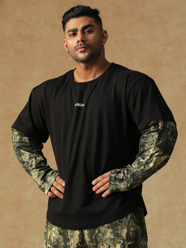 Camo Fusion Layered T-shirt Green