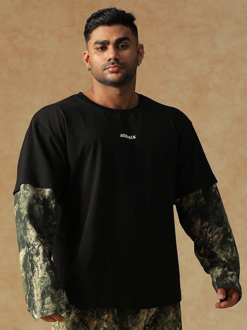 Camo Fusion Layered T-shirt Green