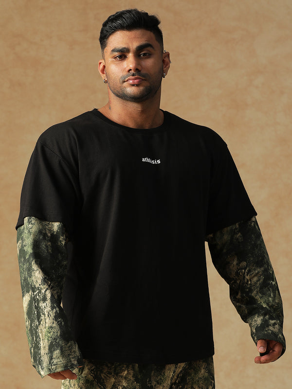 Camo Fusion Layered T-shirt Green
