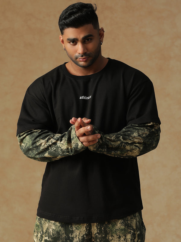 Camo Fusion Layered T-shirt Green