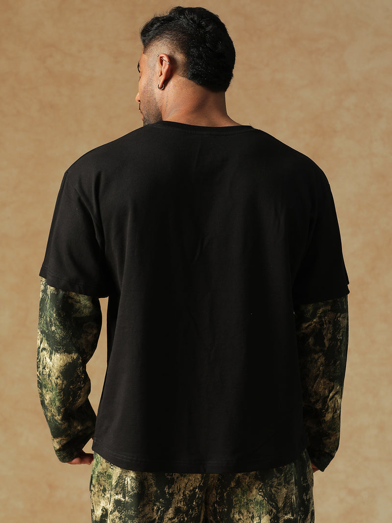 Camo Fusion Layered T-shirt Green