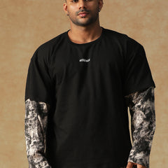 Camo Fusion Layered T-shirt B&W