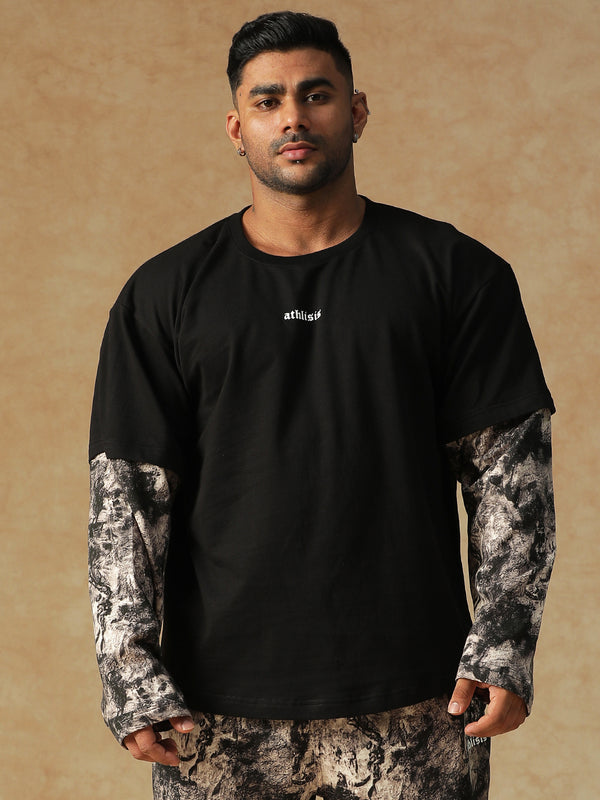 Camo Fusion Layered T-shirt B&W