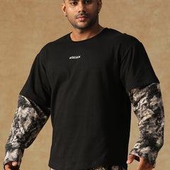 Camo Fusion Layered T-shirt B&W