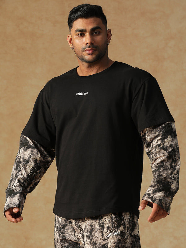 Camo Fusion Layered T-shirt B&W