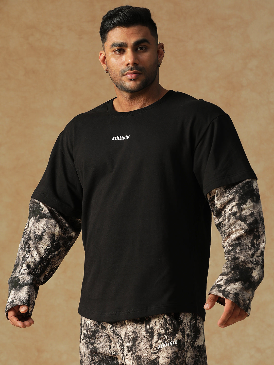 Camo Fusion Layered T-shirt B&W