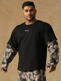 Camo Fusion Layered T-shirt B&W