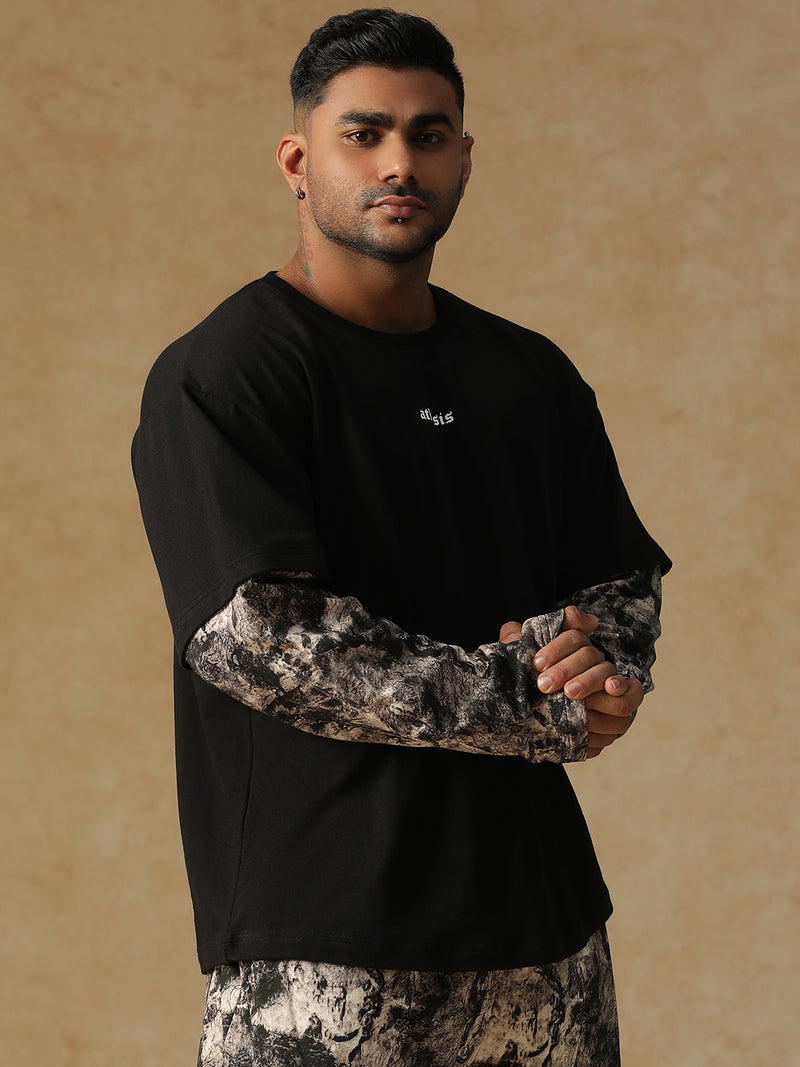 Camo Fusion Layered T-shirt B&W