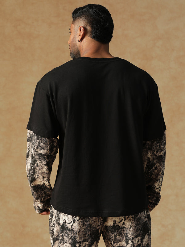 Camo Fusion Layered T-shirt B&W