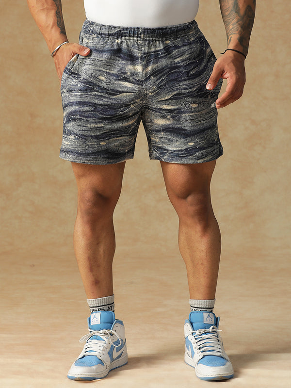 Printed Ocean Wave Shorts