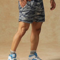 Printed Ocean Wave Shorts