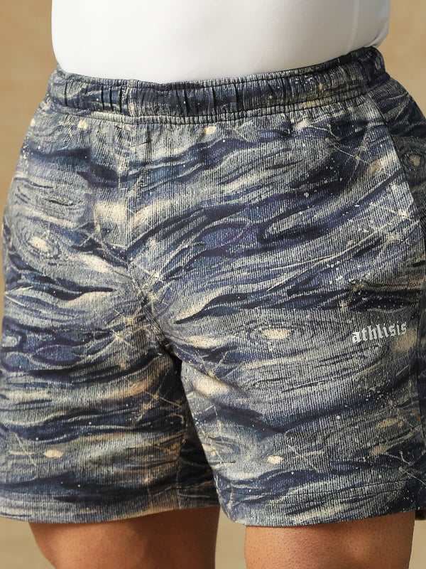 Printed Ocean Wave Shorts