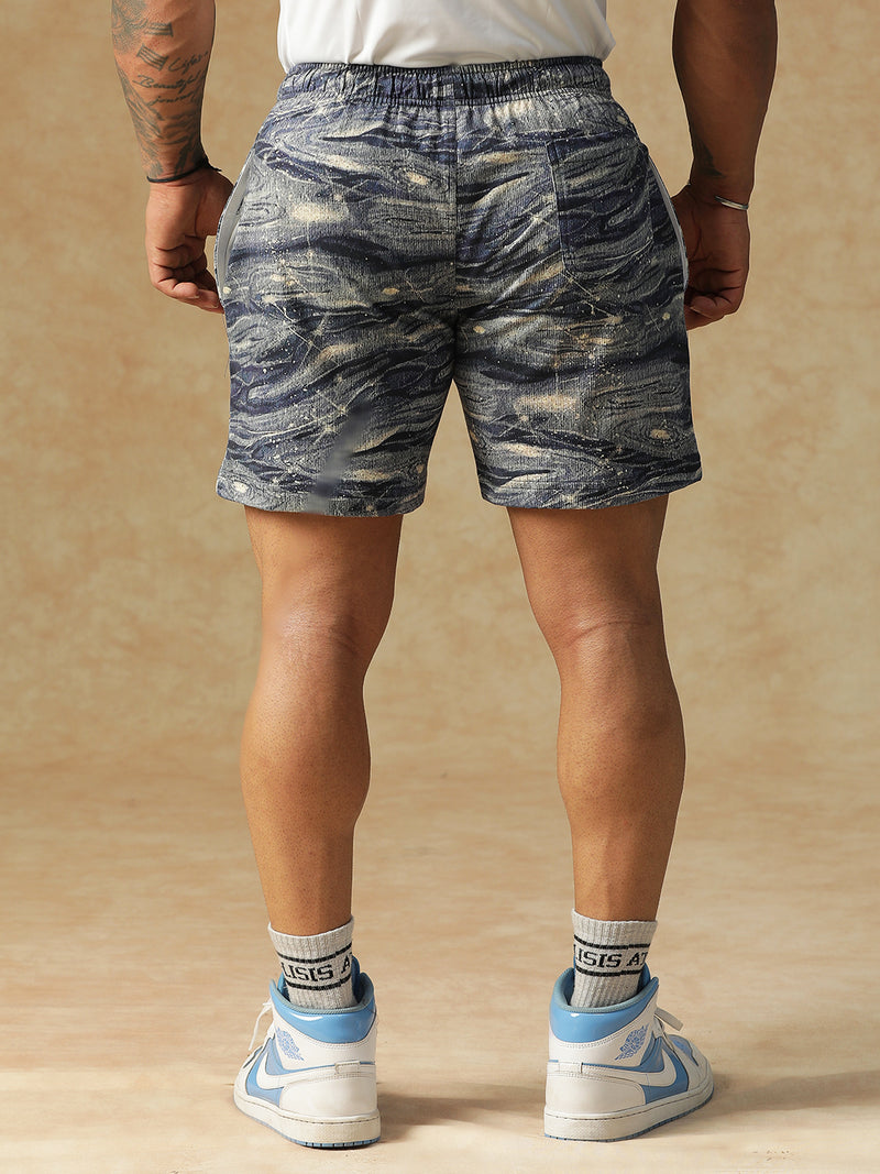 Printed Ocean Wave Shorts