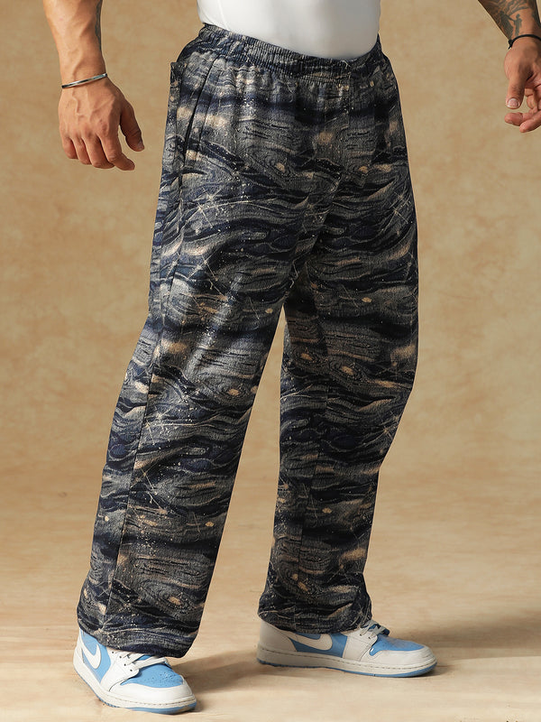 Printed Ocean Wave Sweatpants