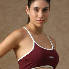 Flow Piping Sports Bra Maroon