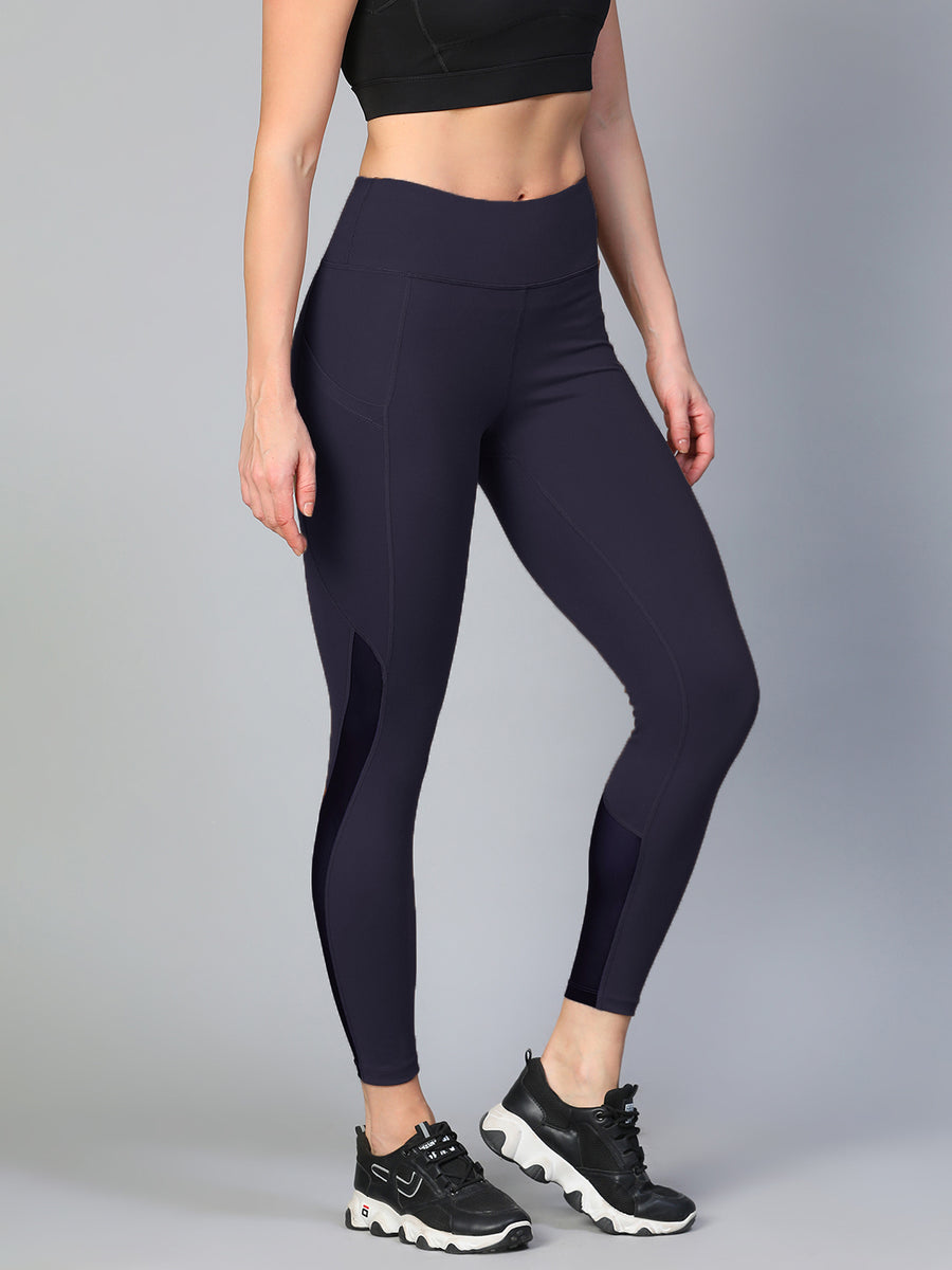 Mesh Panel Pocket Leggings Navy