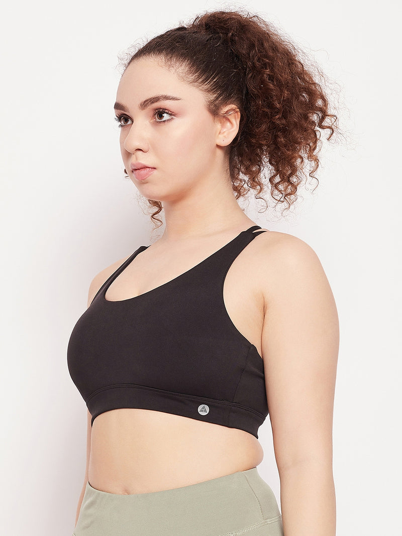 Geometric Strap Sports Bra Black