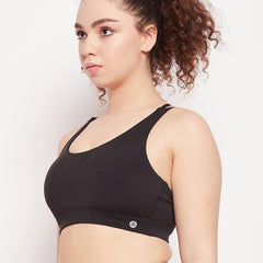 Geometric Strap Sports Bra Black