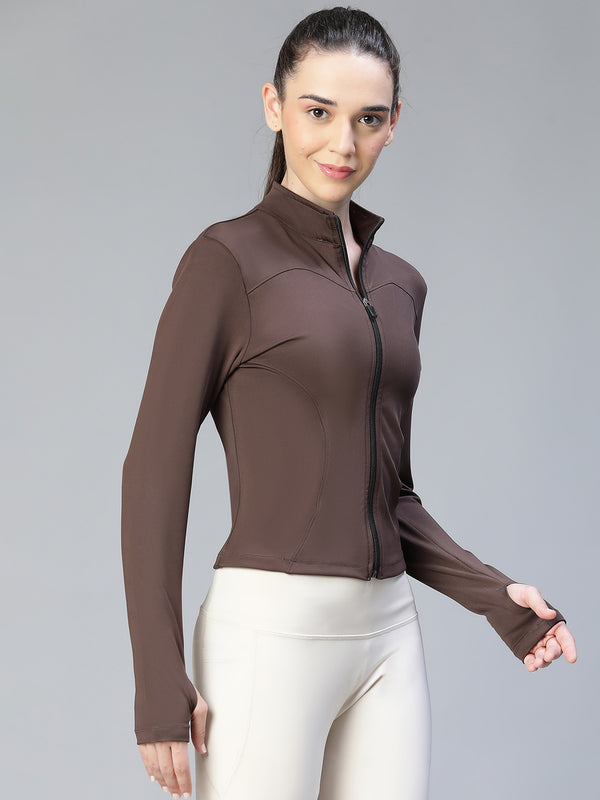 Sculpt Crop Jacket Brown