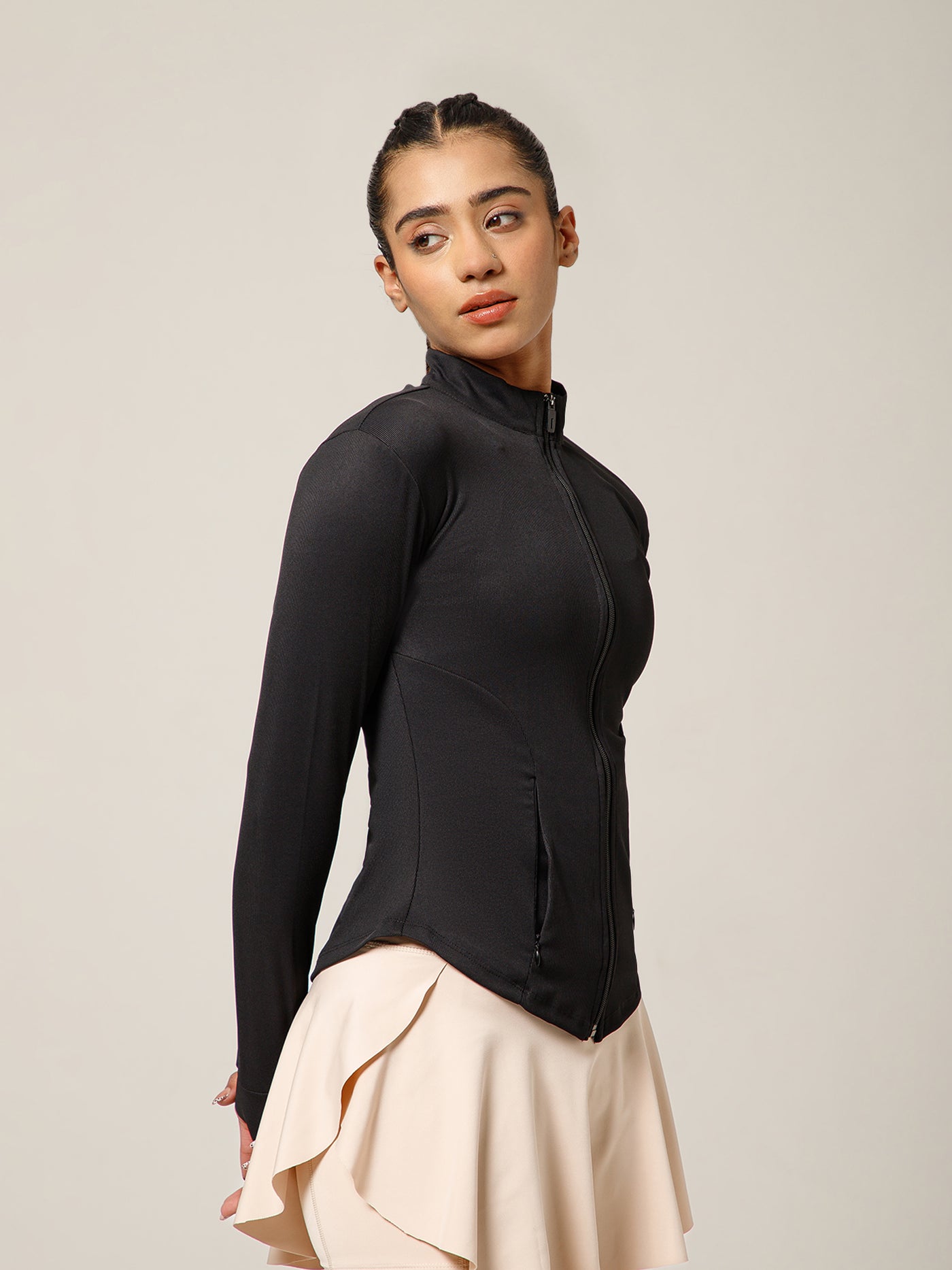 Ribbed Zip up Jacket Black