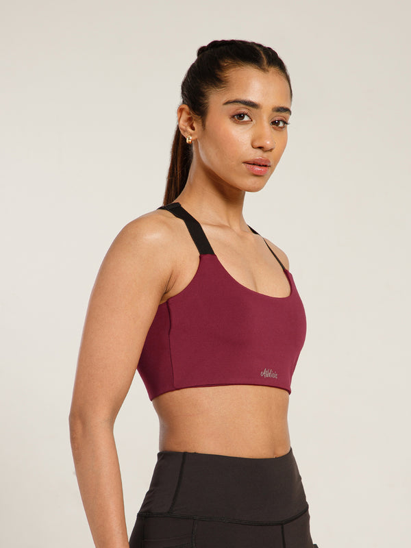 Define Crossback Bra Maroon