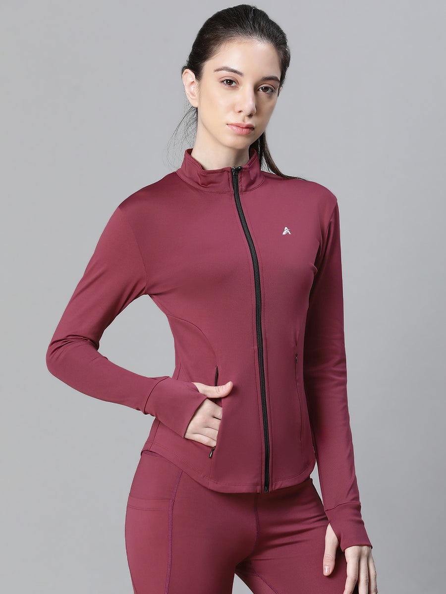 Contour Crop Jacket Maroon