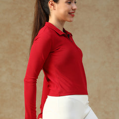 Aero Zip Polo T-shirt Red