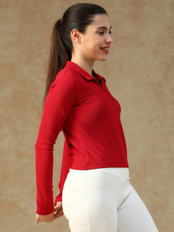 Aero Zip Polo T-shirt Red