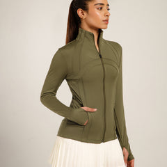 Defined Seam Zip Jacket Olive