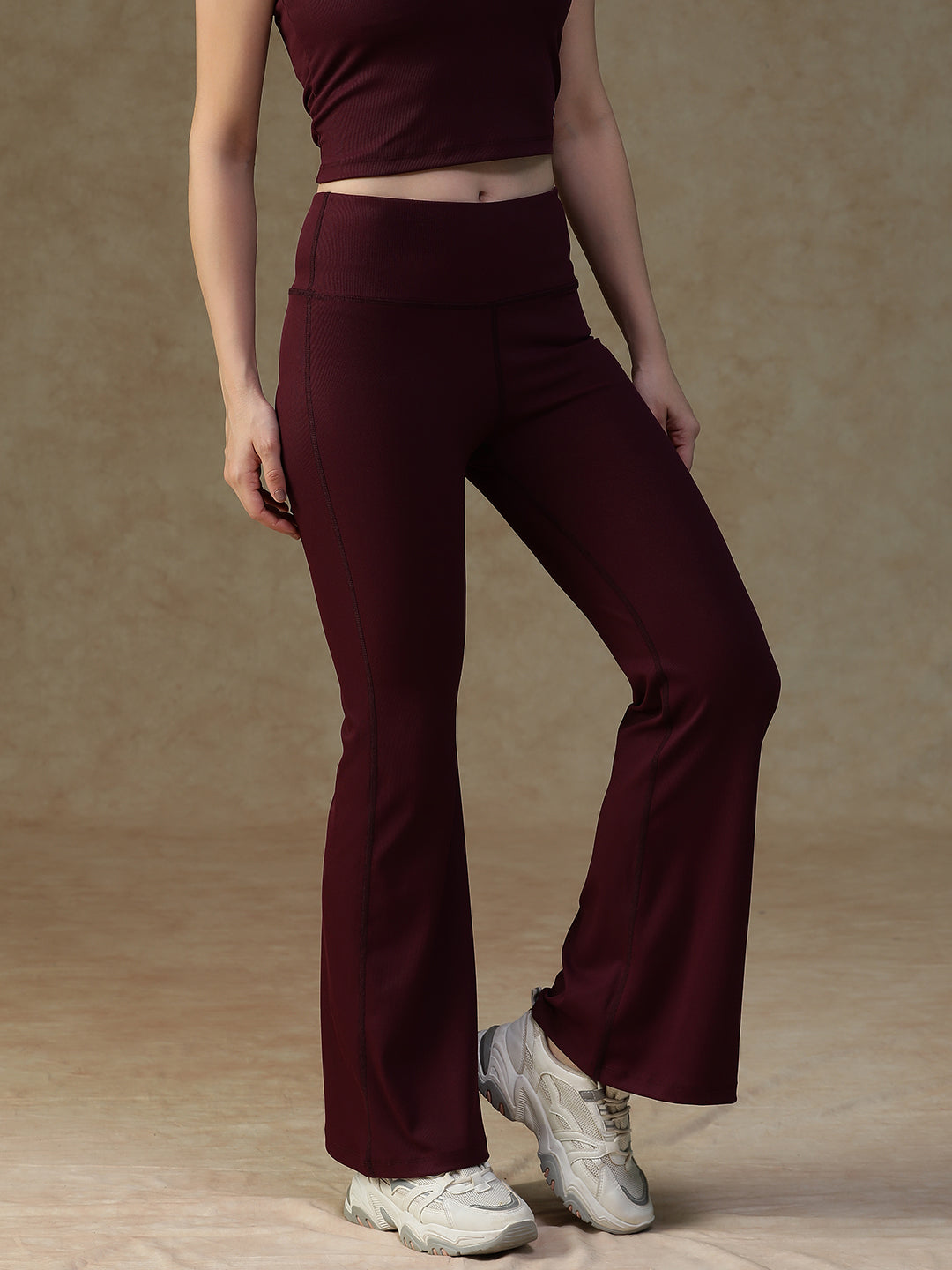 Ribbed Flare Pant Mauve