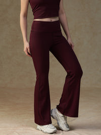 Ribbed Flare Pant Mauve