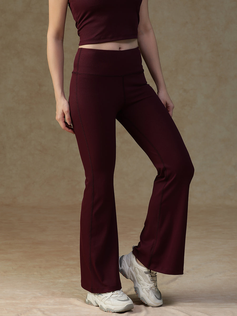 Ribbed Flare Pant Mauve