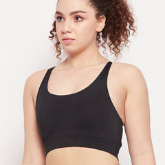 Keyhole X-Back Sports Bra Black