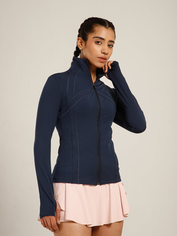 Defined Seam Zip Jacket Navy