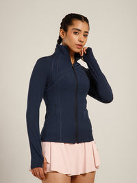 Defined Seam Zip Jacket Navy