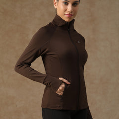 Midriff Crop Jacket Brown