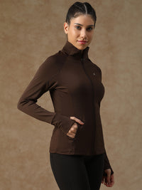 Midriff Crop Jacket Brown