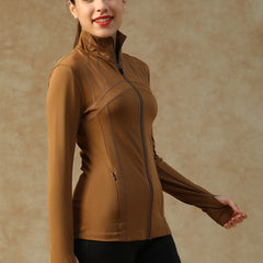 Ergonomic Seam Zip Jacket Tan