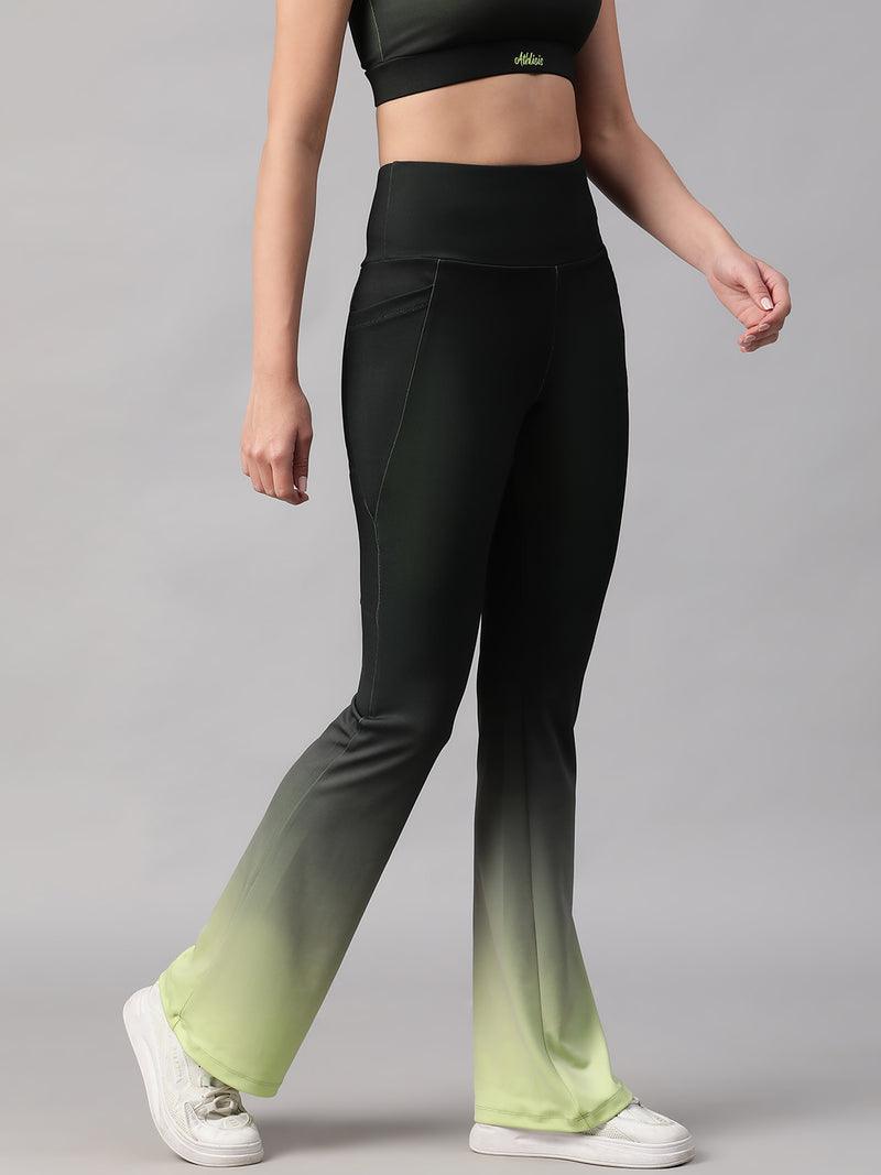 Dual Tone Flare Pant Green