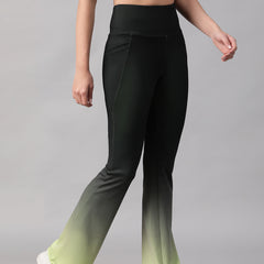 Dual Tone Flare Pant Green