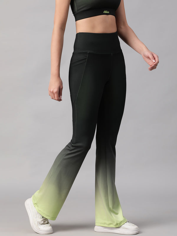 Dual Tone Flare Pant Green